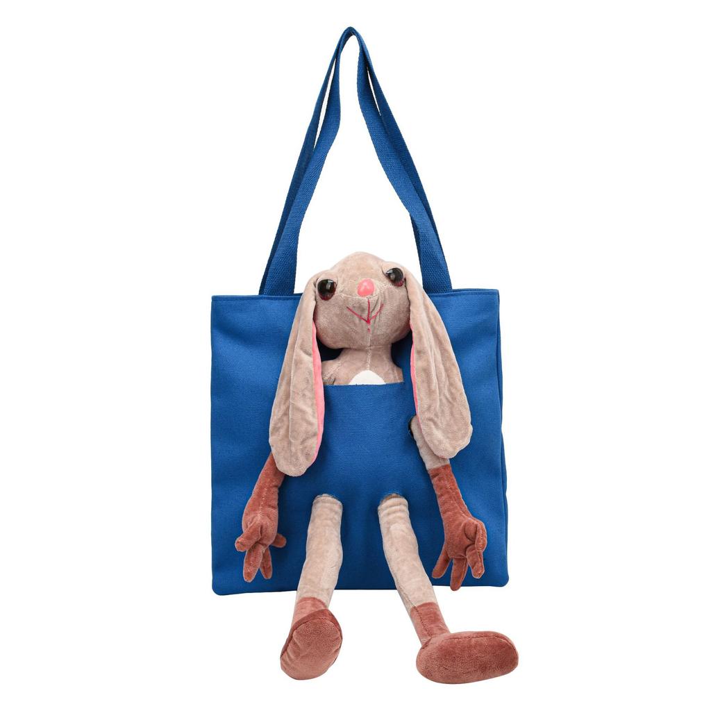 Doll Canvas Shoulder Bag Cute Cartoon Long Ear Rabbit Canvas Bag Large Capacity Canvas Bag Women's Bag Armpit Bag