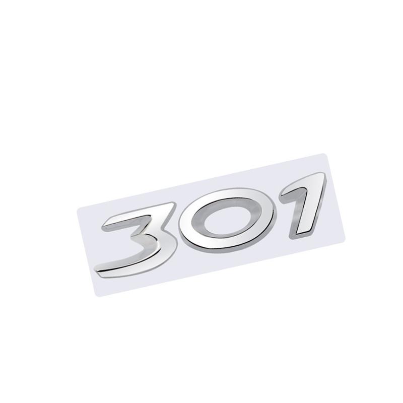 3D Glossy Black Chrome Silver Metal Logo Emblem Badge Decal Car Sticker for Peugeot 301 Car Accessories