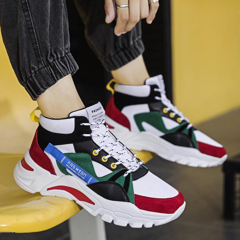 Winter Men's Shoes High Top Men's Sneakers New Fashion Versatile Platform Leather