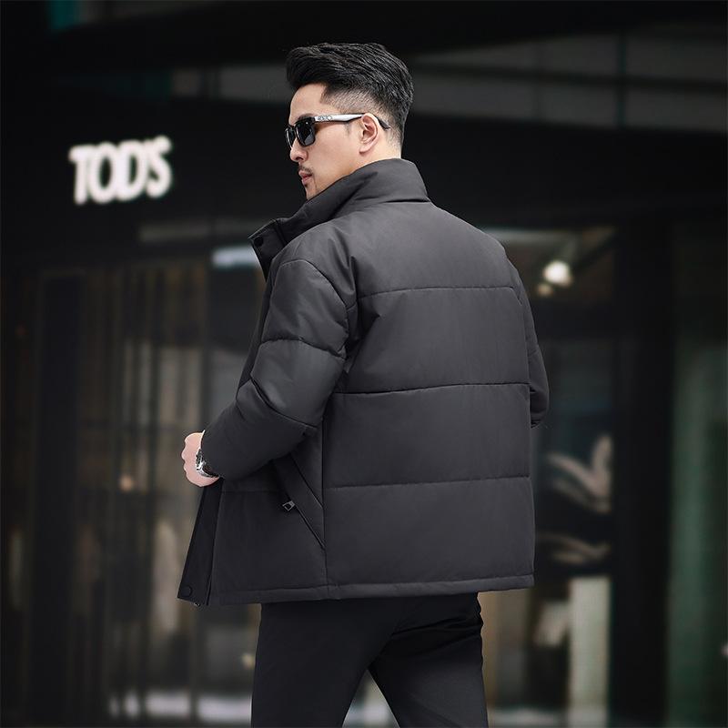 Autumn and Winter First-layer Calfskin Down Jacket Stand-up Collar Short Thickened Leather Leather Jacket Men's Fashion Leather Jacket