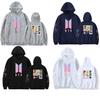 Bts Huvtröja Med Broderad Grafik Bomullsfleece För Ungdomar Vardagskläder