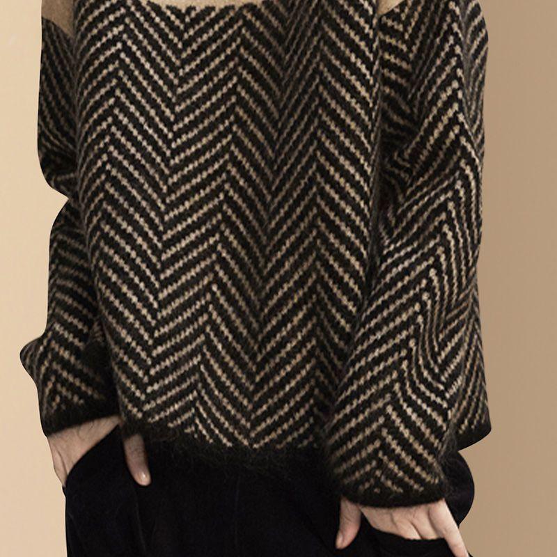 Fall/Winter Women's Semi-Turtleneck Sweater Plus Size Thickened Pullover Knitwear Design Sense Loose Knit Top Stretch Knit Jumper Outwear