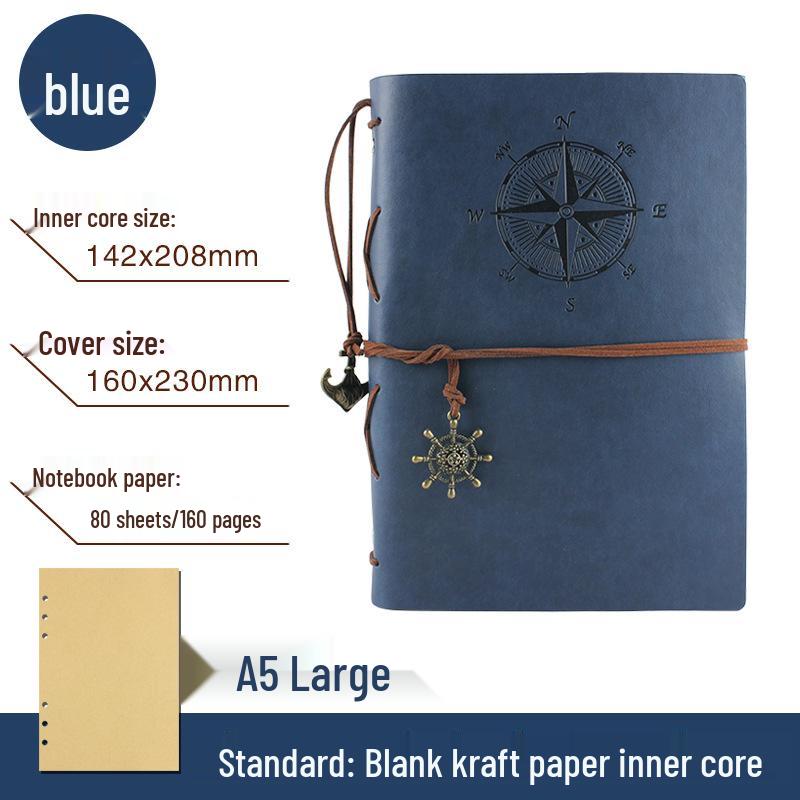 Korean Retro Loose-leaf Notebook: Creative Travel Diary with Pirate Ship Design