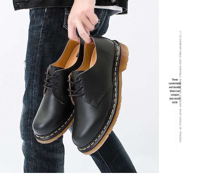 Plus Size 1461 Low-Top Martin Boots: Comfortable Leather Casual Flat-Bottom Work Shoes, British Style.