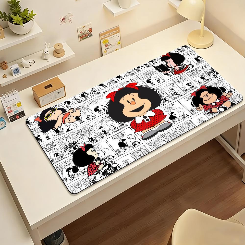 Cartoon Mafalda  Mouse Pad  Nonslip Locking Edge DeskMat PC Laptop Accessories Rubber Office Keyboard Large Game XXL carpet