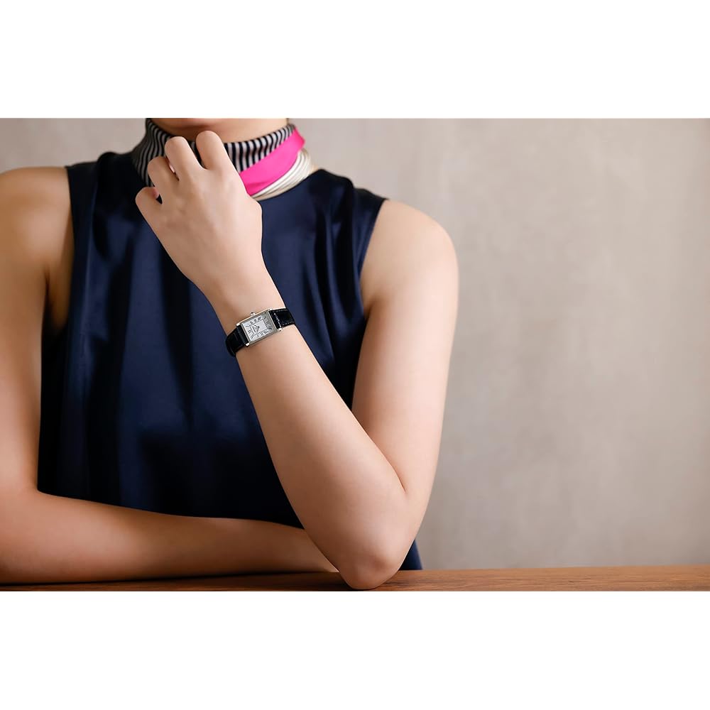 Seiko Selection SSEH001 Women's Quartz Watch Battery Operated Square Black Silver Dial Silver