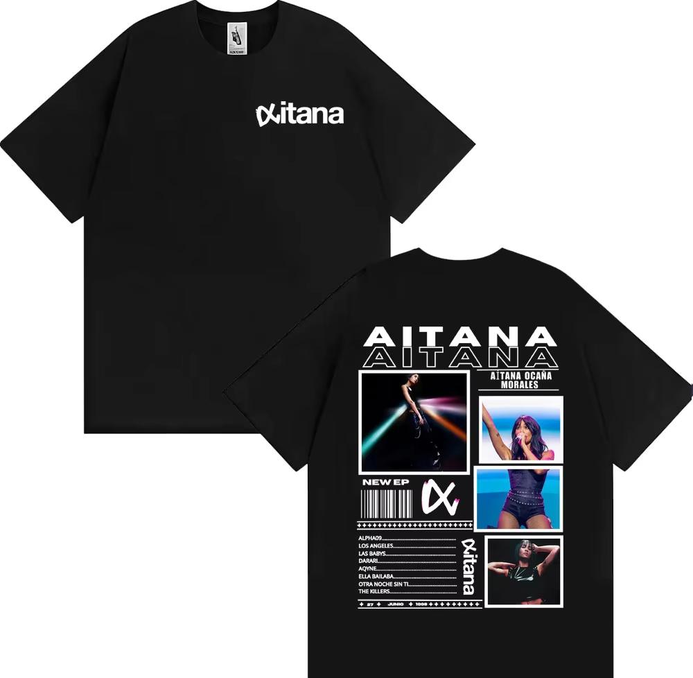 Sängerin Aitana Cuarto Azul Album Tour T-Shirt 2026 Sommer Neu Unisex Damenmode Lässig 100% Baumwolle Ästhetisches Oversized T-Shirt