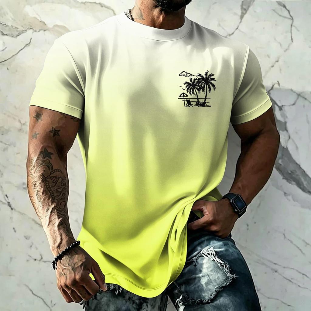 Men's Basic Hawaiian Style Short Sleeve T Shirt UPF50 Plus Sun Protection Breathable Loose Fit Summer Outdoor Casual Top