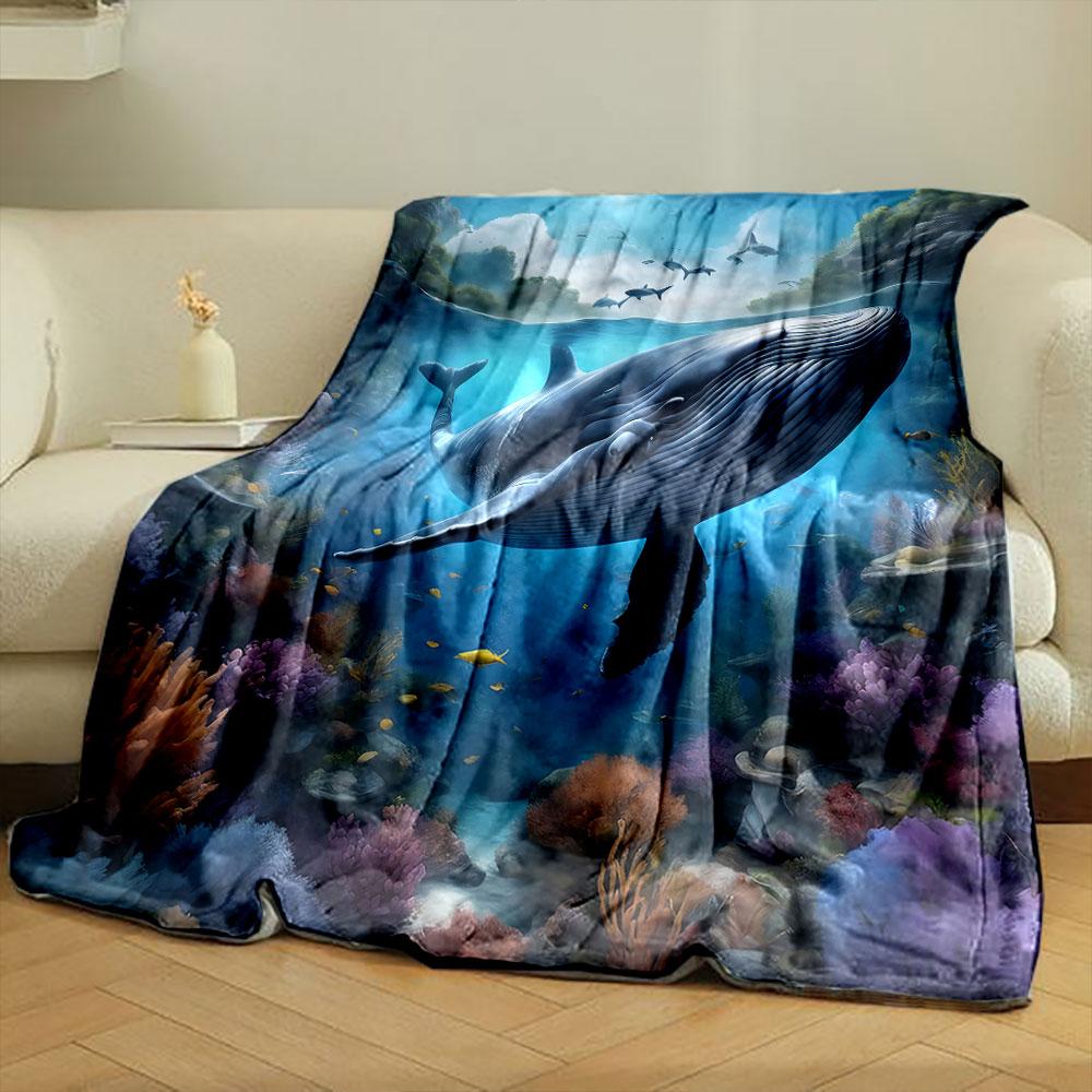 Majestic Whale In Colorful Ocean Print Blanket Soft and Cozy Perfect for the Living Room Bed Sofa or a Nap,gift