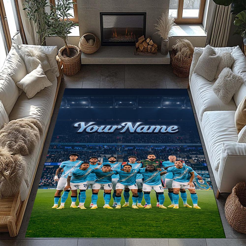 Manchester City Personalized Name Carpet Suitable for Decorate room Playrooms Kitchen Study room Anti-slip Rug Decorate Offices