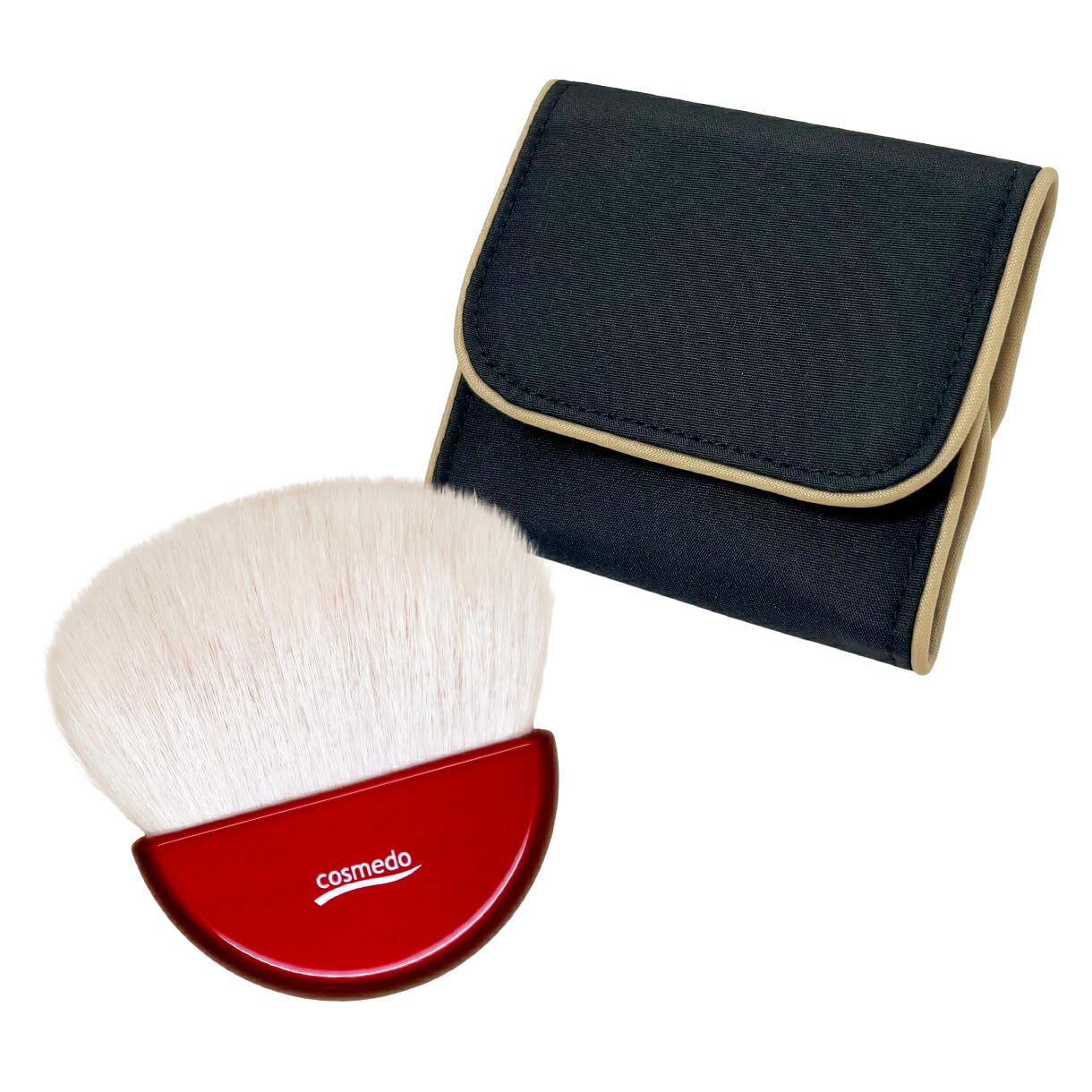 

Makeup Brushes Cosmedo Kumano Brush Powder Brush with DX Case Takumi s Fan-Shaped (Goat Hair) OG-01N-R-DX