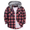 Men's Flannel Button Down Hoodie Shirt Jacket for Casual Outdoor Wear