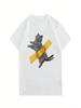 Funny Cat Print T-Shirt Street Everyday Casual Top Humorous Short Sleeve Clothing For Cat Lover Clothing