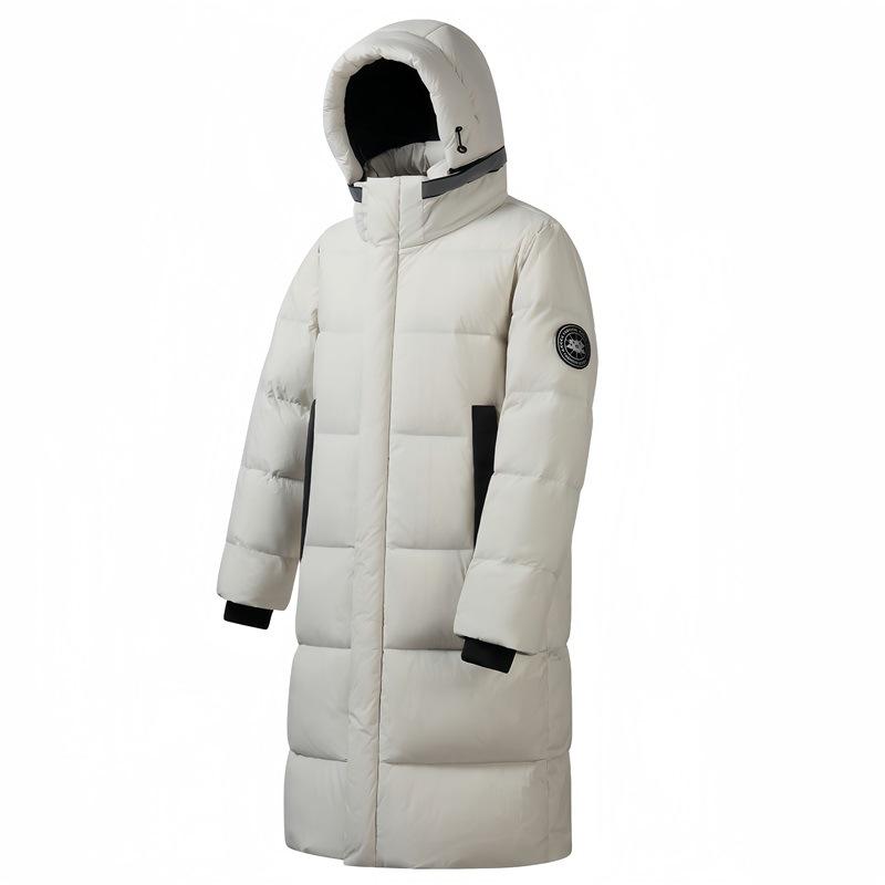 

Outdoor Couple Long Over the Knee Down Jacket Men s and Women s Winter Loose Thickened Hooded White Duck Down Jacket M