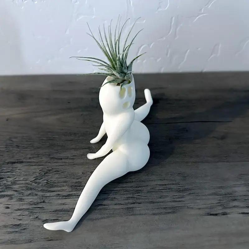 Funny Private Room Ghost Flowerpot Succulent Flowerpot Air Plant Display Indoor Flowerpot Decoration Flowerpot Funny Prank Gift