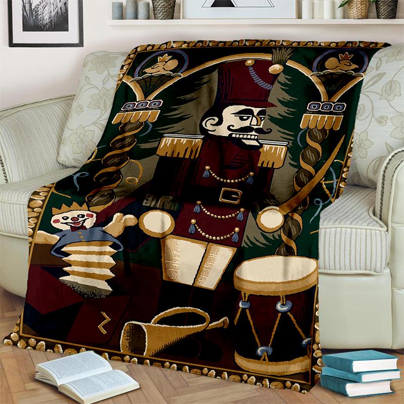 The Nutcracker Merry Christmas Cartoon Doll Festival Gift Blanket,Soft Throw Blanket for Home Bedroom Bed Sofa Picnic Cover Kids