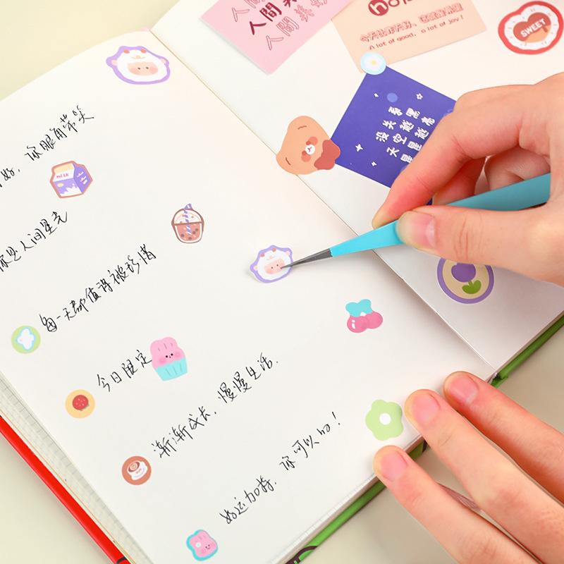 Gift Macaron Color Tweezers Diy Handbook Stainless Steel Clip Creative Manicure Guka Guppan Student Pointed Kawai Accessories