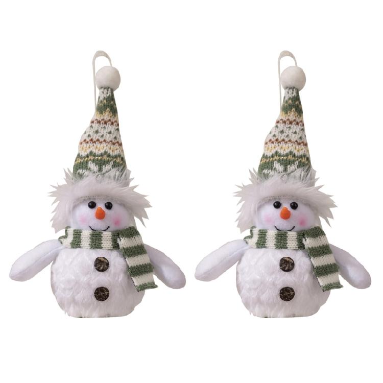 Set Of 2 Decorative LED Lamps Snowman Ornament with Colorful Accessories Elegant Christmas Ornamentation Supplies