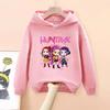 Demone Hunter Girl's Pink Hooded Streetwear Autumn Cute Anime Baby Pullover Kids Y2K Kawaii Long Sleeved T-shirt Casual Clothes