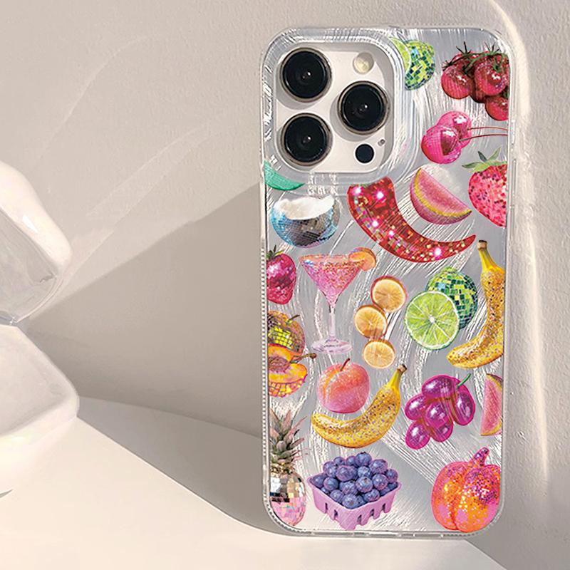

Disco Fruit Phone Case For Samsung Galaxy S26 S24 S25 S23 Ultra S22 S21 Plus FE A35 A50 A55 Feather Texture Protective Cover Galaxy S24 FE