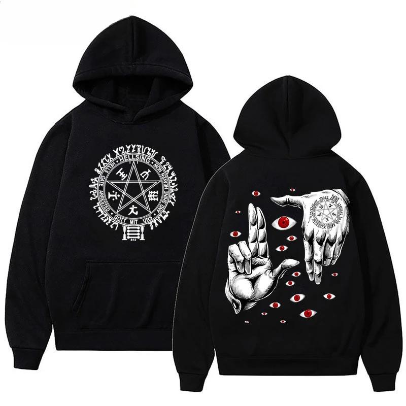 Anime Hellsing Ultimate Aluca Hoodie Men's Fashion Anime Horror Anime Harajuku Casual Loose Top Men and Women