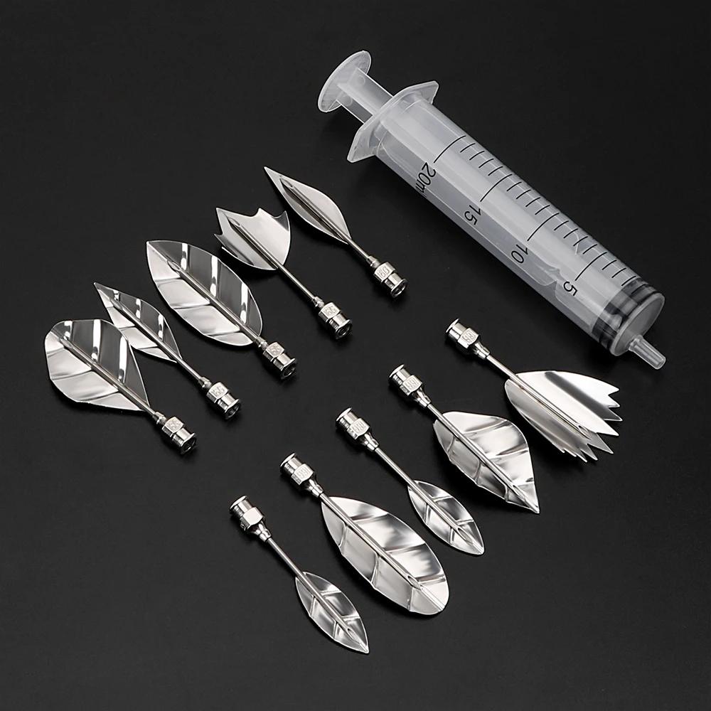 10 Pcs Pudding Nozzle +1 Syringe Tool 3D Jelly Flower Cake Jello Gelatin Art Tool Russia Nozzle DIY Cake Decorating Gadget