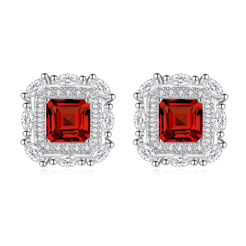 

New natural stone square earrings s925 sterling silver non-fading stud earrings for women, niche temperament accessories for women 925 silver