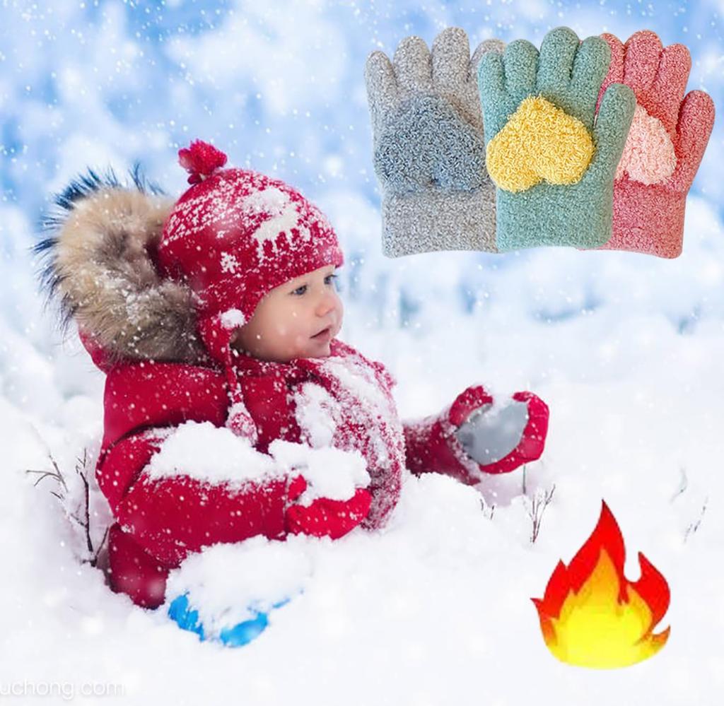 Buffydeer Knit Ages for Girls and Warm and Cute Winter Thick and Warm for Winter Play In the Perfect for School or Kindergarten Kids' Mittens, Unisex,