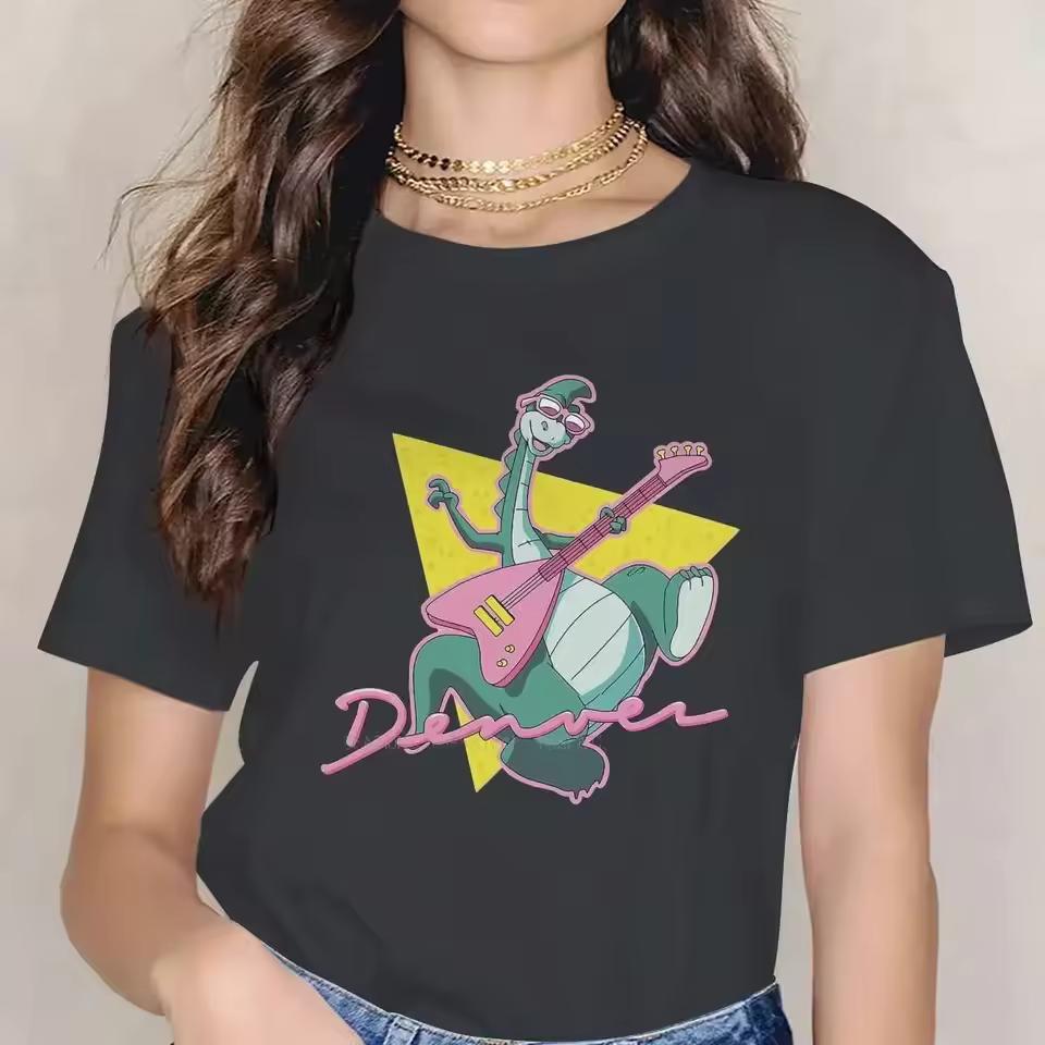 T-shirt Collo Meno Rotondo Denver l'Ultimo Dinosauro Jeremy Cartoons Tessuto Maglietta Classica Abbigliamento Donna Nuovo Oversize Grande 61539