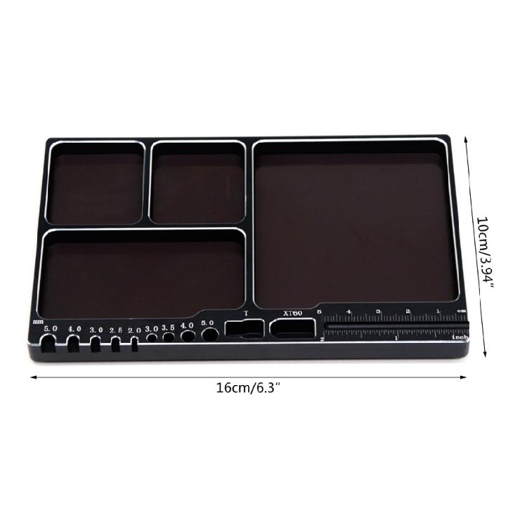 Aluminum Alloy Screw Tray Magnetic Tool Storage Plate Square Maintenance Box