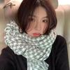 Women's Winter Plaid Imitation Cashmere Tassel Scarf, Thickened Korean Style Neck Warmer