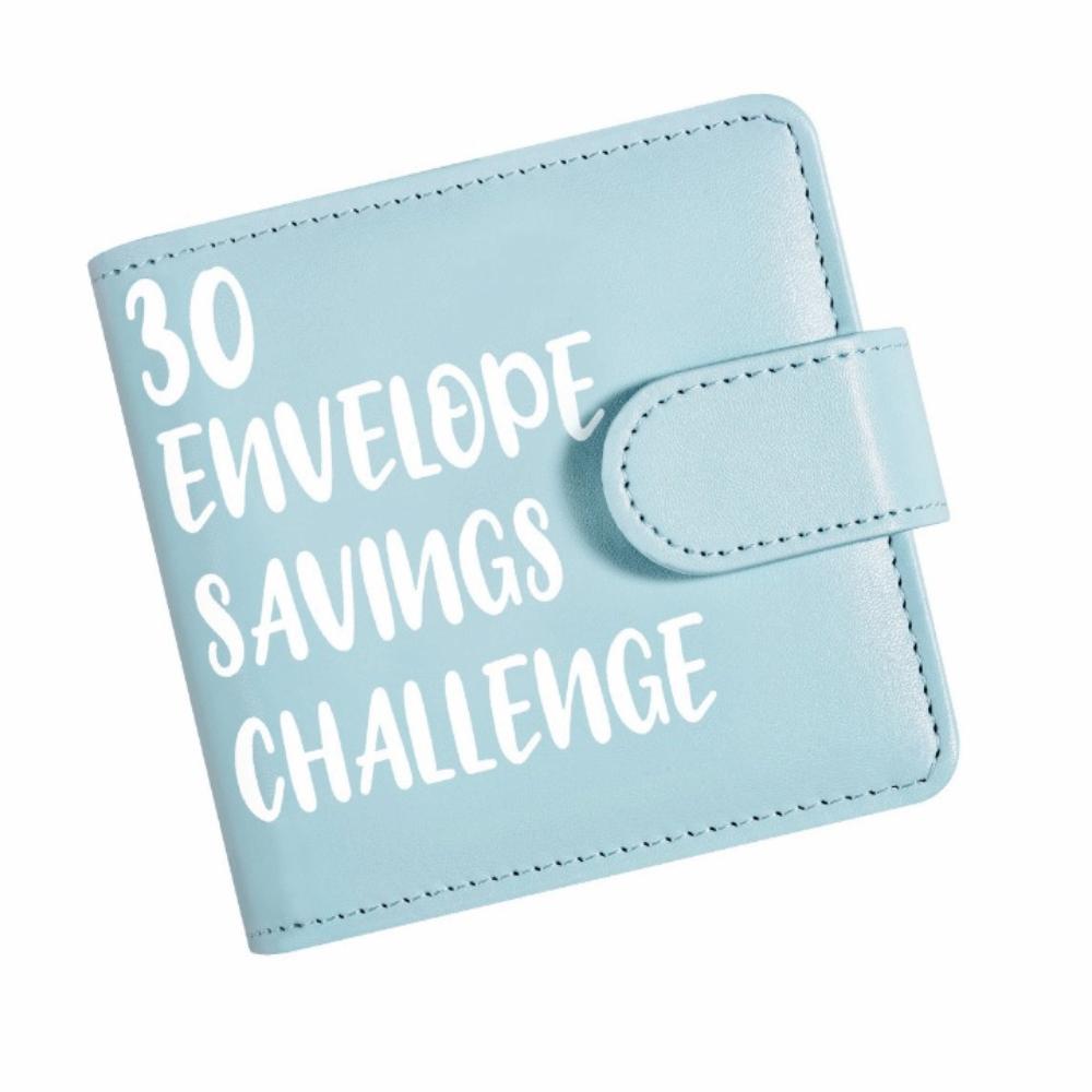 

PU Leather Money Saving Challenge Book Large Capacity Cash Envelopes Binder 30 Day Challenge синій