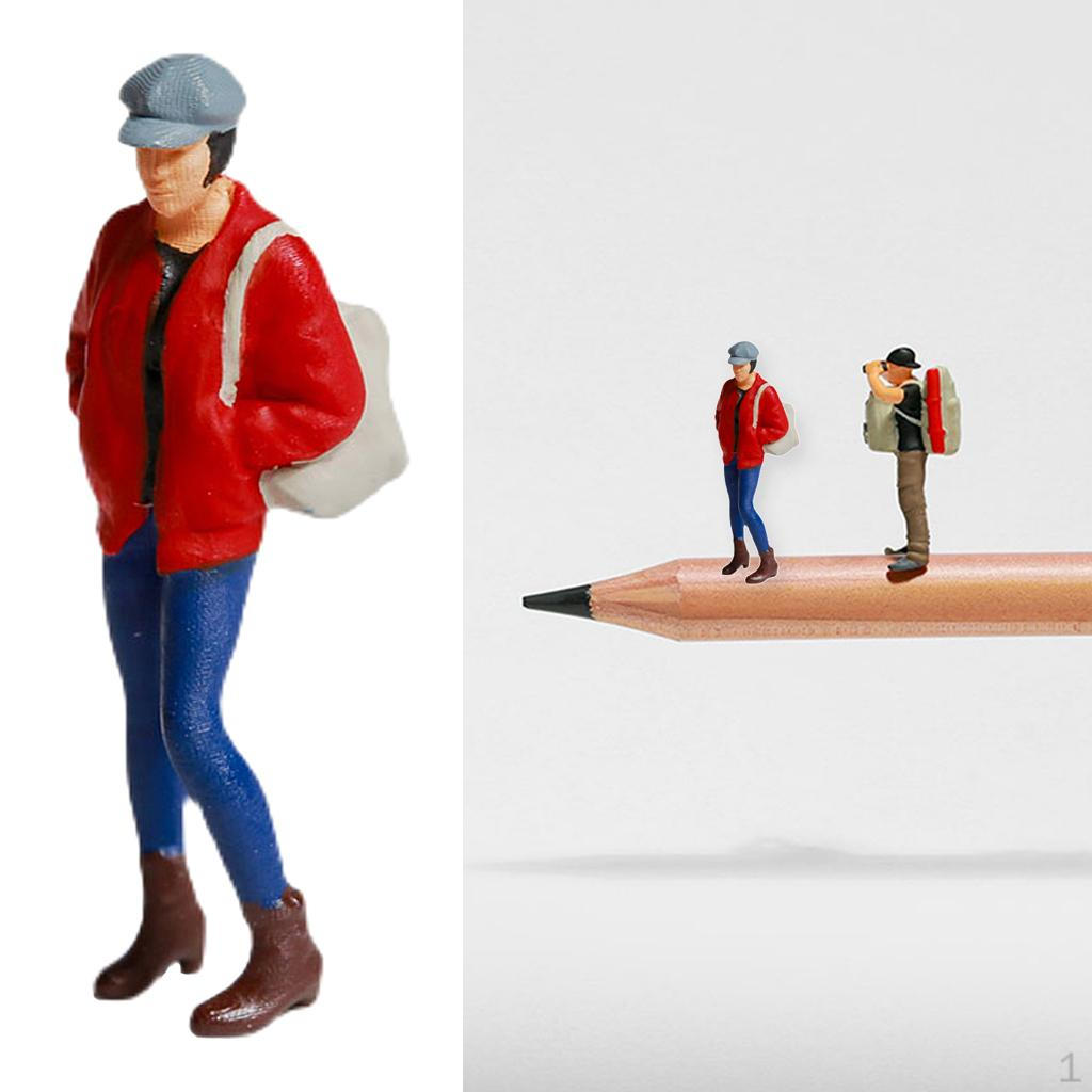 1/8 Diorama Painted People Character w/ Backpack Doll for Micro Scene DIY Model Ornament cm