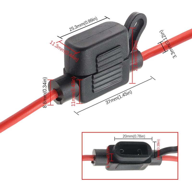In Line Automotive Fuse Socket Mini Blade Waterproof Fuse Holder Splash-Proof 32V 50A With Fuse Blade Disconnect Switch Socket