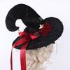Black Curved Cone Witch Hat Gothic Lolita Women Cosplay Dress Hat Accessories Halloween Party Magical Clown Wizard Hat Decor