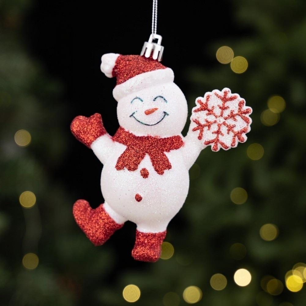 Snowman Santa Claus Snowman Pendant Plastic Delicate Christmas Hanging Electroplating Glitter Powder Shiny Xmas Ornaments