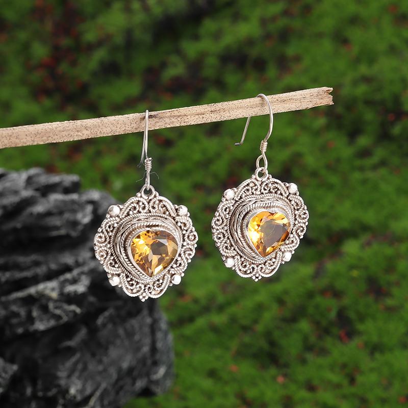 Retro Ethnic Style Red Zircon Earrings for Women, Elegant Earrings Accessories