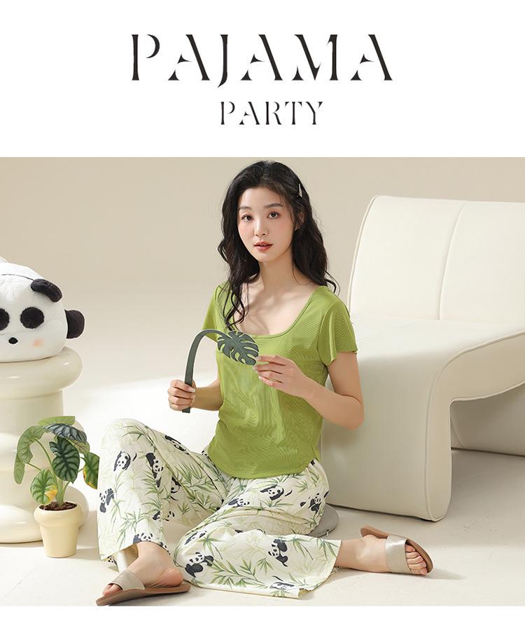 Women's Summer Modal Short Sleeve & Long Pants Fashionable Homewear Set