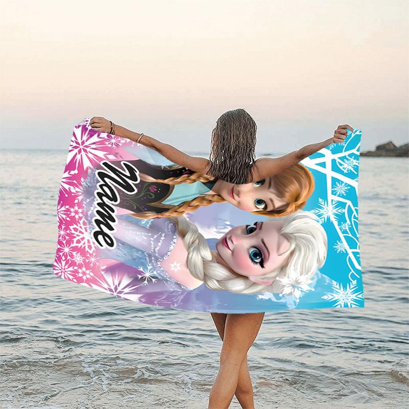 1pc Frozen10 Beach Towel with Custom Name, Beach/Swimming/Bath/Picnic/Camping Towel, Suitable for Seaside Beaches
