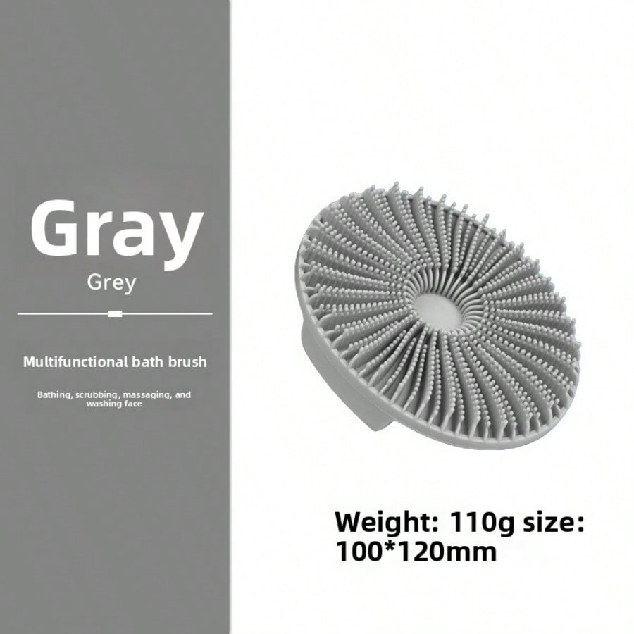 Brosse de bain ronde en silicone, gant de douche pour le dos, brosse corporelle multifonctionnelle, brosse de bain gris