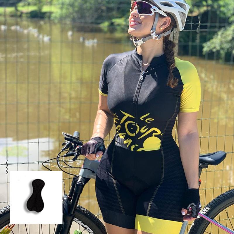 Sieviešu īsroku kombinezons, velobraukšanas šorti, īss