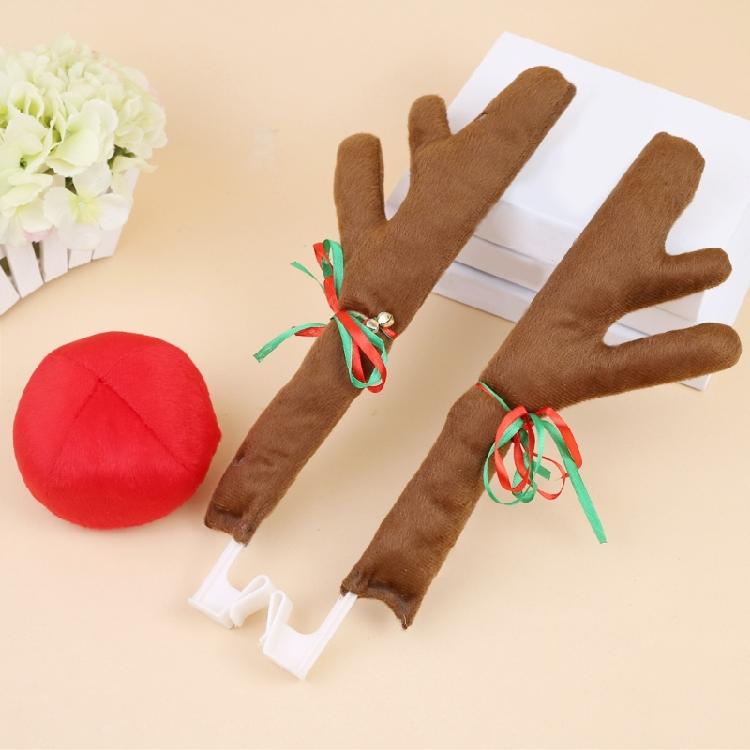 Reindeer Antlers Car Decoration Kit Holiday Automobile Decors Antlers And Nose
