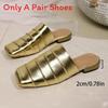 Pu Slip On Flat Shoes For Adults With Wrinkled Square Toe Summer Casual Wear