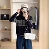 Autumn and Winter New Long-sleeved Pullover Sweater Casual Versatile Age-reducing Pony Striped Loose Hooded Knitted Sweater Women