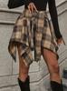 Women's High Waist Plaid Mini Skirt Irregular Asymmetrical Hem Tie Waist Casual Commuter Short Skirt