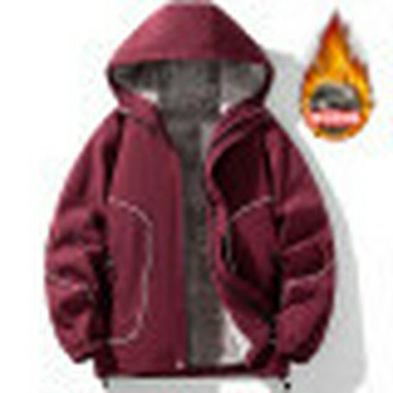 

M-8xL Осенне-зимняя мужская бархатная куртка с капюшоном больших размеров; Толстая теплая уличная горная серия 7XL вино красного