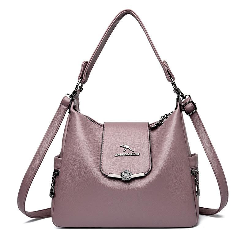 

Retro women s bag temperament, versatile soft leather texture shoulder bag, large capacity can be carried crossbody mother bag фиолетовый