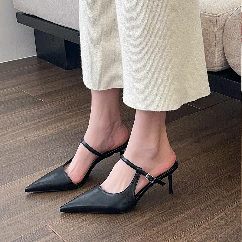 

Модные Шикарные Туфли-лодочки на шпильке с острым носком Женские Слипоны Мюли Шлепанцы Женские Элегантные с ремешком и пряжкой Вечерние туфли на высоком каблуке 39 чёрный