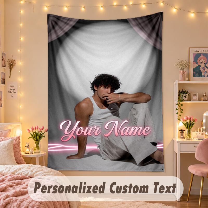 Custom Personalized Tapestry,Benson Boone Print Custom Name Text Wall Art Hanging for Bedroom