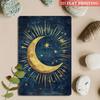 2D Flat, 2D Flat 1pc, Golden Crescent & Sparkle Stars Iron Metal Decorative Sign, 8x12 Inch Vintage Aesthetics, Mystic Art Style, Suitable for Living 